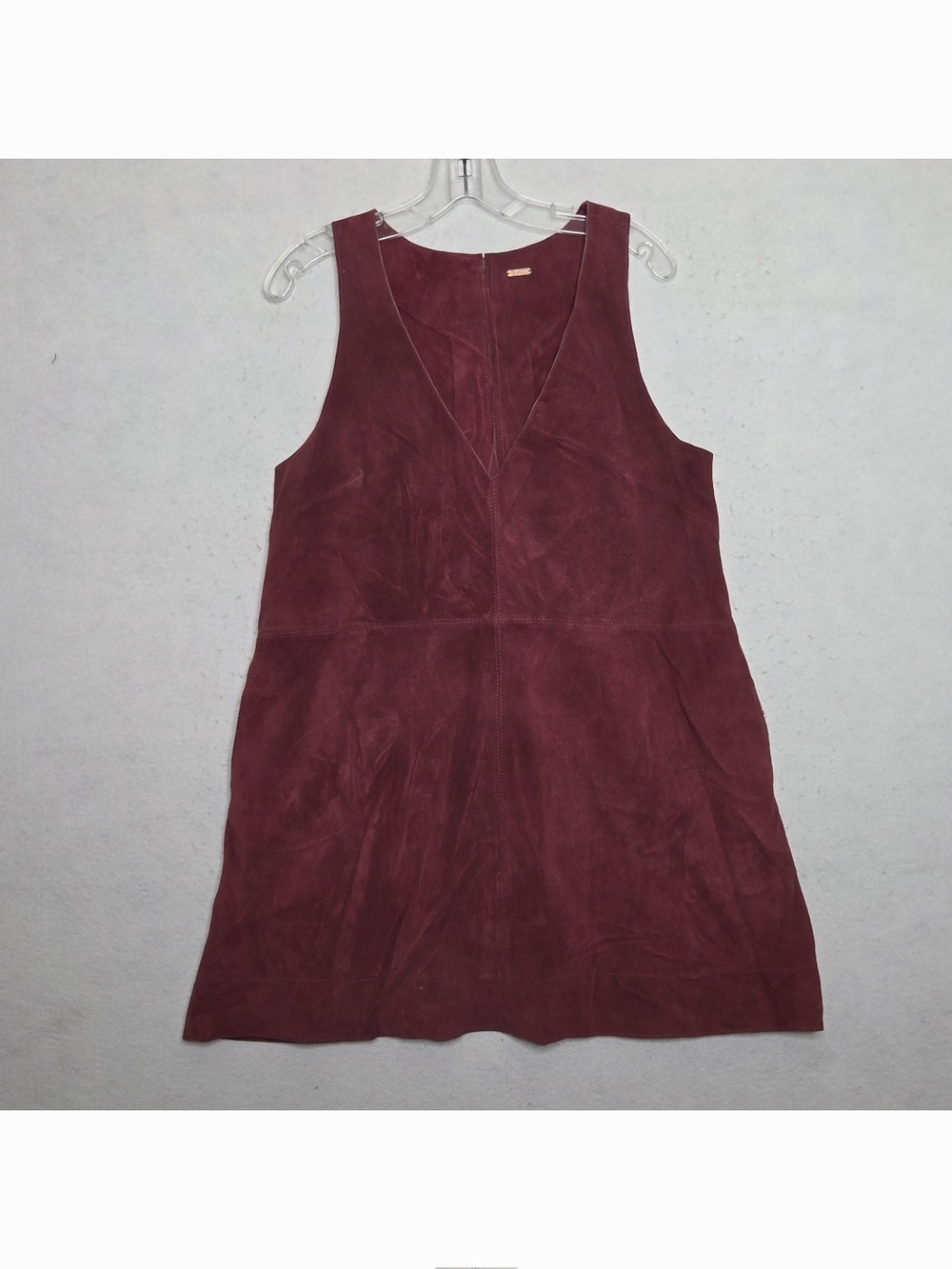 Free People Retro Love Suede Mini Dress Medium Boho Festival VNeck Pocket Maroon